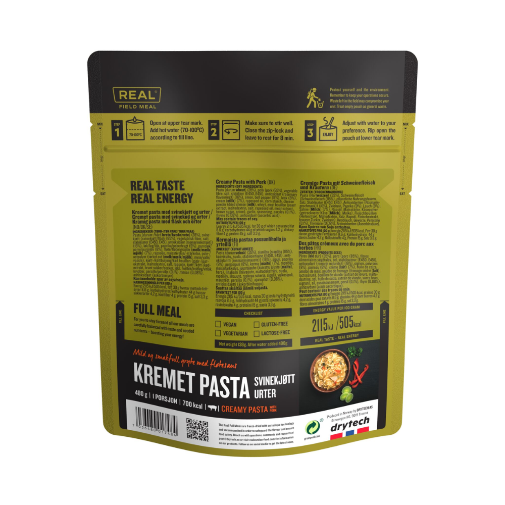 Real Field Meal Cremet pasta med svinekød – Feltrationer - Billede 3