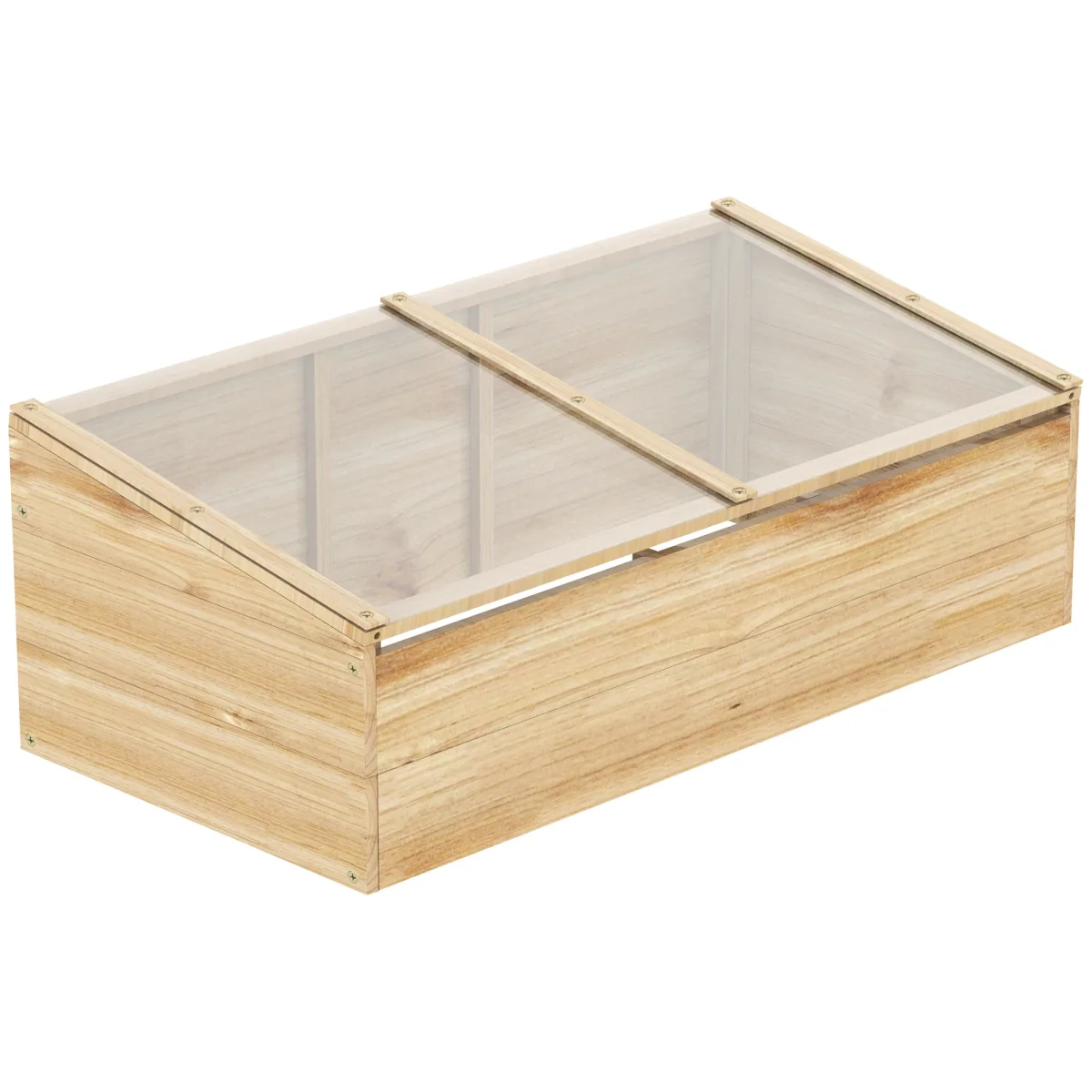 Outsunny trædrivhus, plantekasse, have- & plantesystem til have og balkon, 100 x 50 x 35 cm, naturlig, fyrretræ, PC-plade - Billede 2